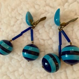 Earrings .2 shades of color Blue.Clips.